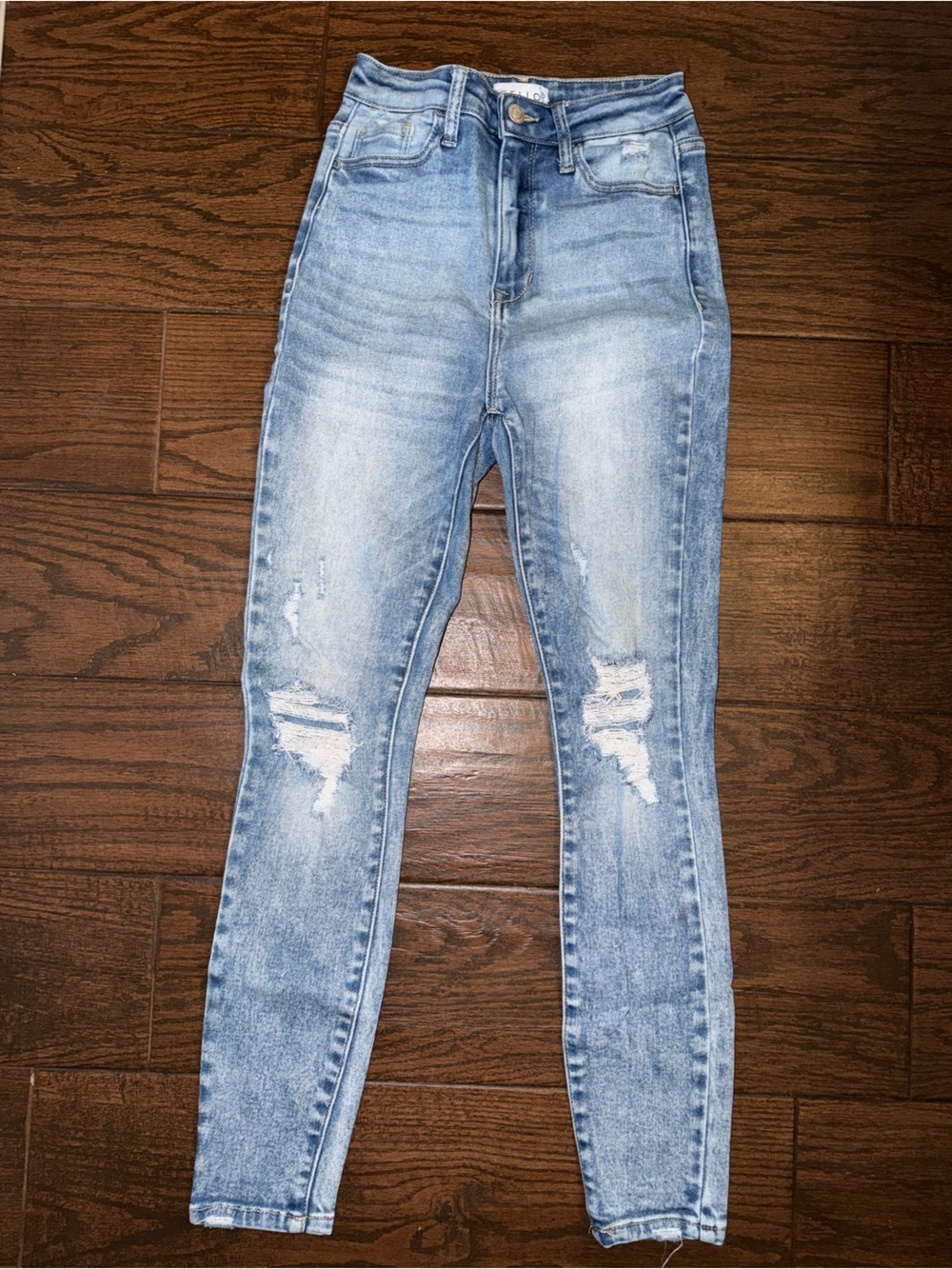 Light Wash Distressed Skinny Jeans